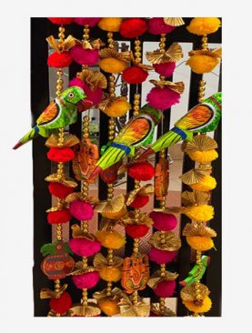 Colorful Hanging Ornaments with wooden parrots