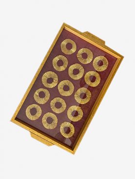 Maroon Gota Chakri  Tray (Small)